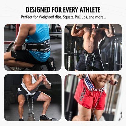 Dip Belt for Weight Lifting, Pullup, Squats & Dips - 36" Robust Steel Chain, Comfortable Neoprene Padding Supports 350Lbs 